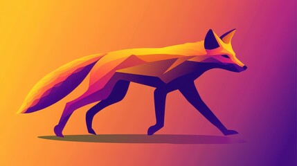 Obraz premium Geometric Fox with Low Poly Animal, and Gradient Background.
