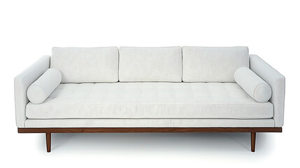 A white couch with pillows on it