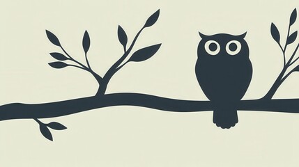 Fototapeta premium Owl Silhouette Tree Branch Nature Design.