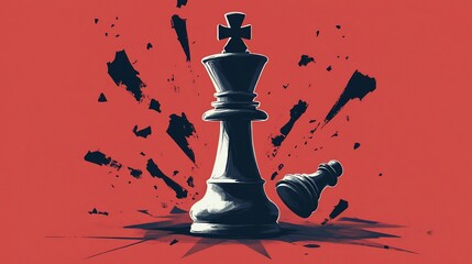 Dramatic chess game illustration with fallen pawn, focused on strategy