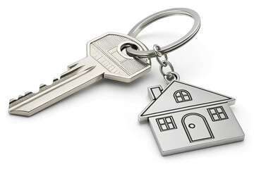 House keys with house shaped keychain, isolated transparent background Png