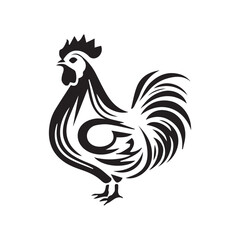 Rooster illustration on white background with farm animal theme
