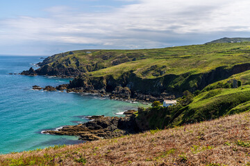 Coast and cliffs of the Celtic Sea near Treen, Cornwall, England, UK