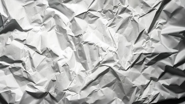 Crumpled white paper texture with deep folds and creases highlights simple yet artistic design for creative backgrounds