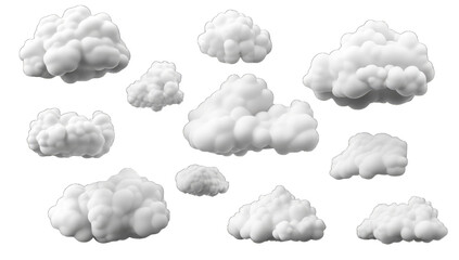 Obraz premium fluffy white clouds of various shapes and sizes against a light