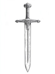 ornamental sword with a decorative hilt, showcasing elegance and craftsmanship sketch engraving