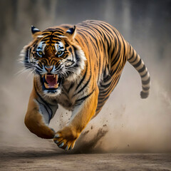 Obraz premium A tiger chasing prey