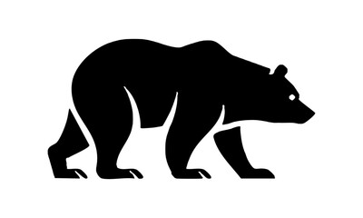 Black Silhouette of a Walking Bear in Profile View