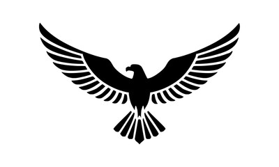 Obraz premium Black Silhouette of a Flying Eagle with Outstretched Wings