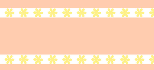 soft pink background with yellow flowers on a white stripe,