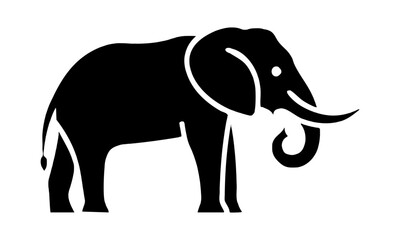 Black Silhouette of an Elephant with Raised Trunk