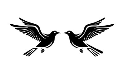Flying Love Birds Silhouette – Symmetrical Vector Animal Design