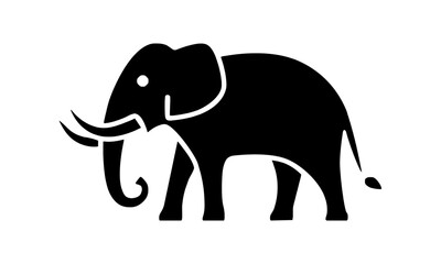 Black Silhouette of an Elephant with Raised Trunk