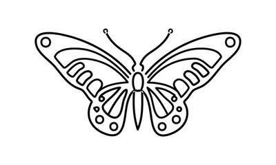 Black Silhouette of a Butterfly with Intricate Wings