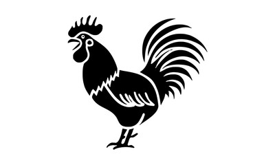 Black Silhouette of a Crowing Rooster