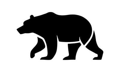 Black Silhouette of a Walking Bear in Profile View