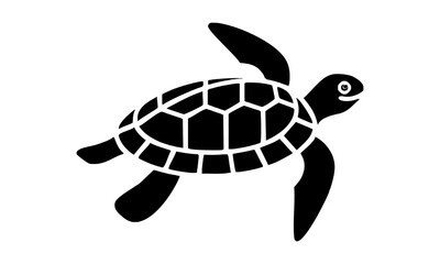 Black Silhouette of a Turtle Swimming Underwater