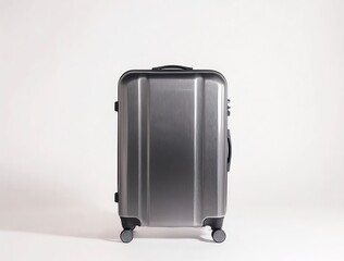 Isolated Gray Suitcase Ready for Traveling or Luggage Storage on Vacation