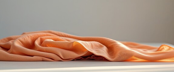 A tight shot of an orange cloth on a table