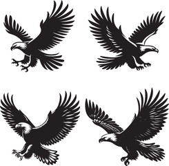 Obraz premium Flying Eagle Silhouette | Black and White Majestic Bird Illustration