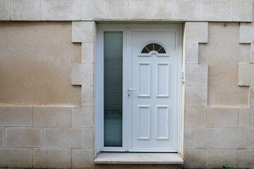 facade door pvc plastic traditional european entrance to a private house in the city center