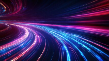 Abstract Neon Light Trails Speed, Energy, Technology Background