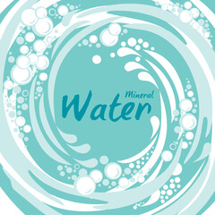 Mineral natural water. Abstract blue bubbles background. Water Splash . Vector Illustration