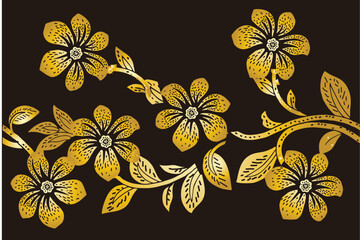 Very beautiful floral motif in black, white and gold.
