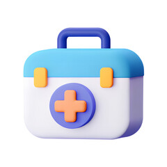 Fototapeta premium medical kit, 3D Blue Medical Kit Icon for Healthcare and Emergency, 3D icon, blue case, healthcare symbol, emergency graphic, first aid, health emblem, safety logo, care design, doctor visual, clinic