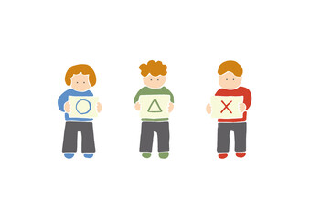 正解と不正解と三角の手描きイラスト