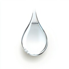 Single water drop, clear and smooth.  A perfect teardrop shape, showcasing the transparency of pure water.  Realistic illustration of a liquid droplet