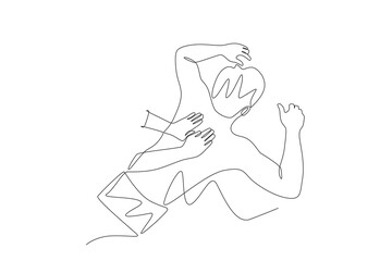 Man giving back massage. Getting a massage or facial concept one-line drawing