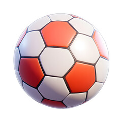 Fototapeta premium Soccer Ball Red and White Hexagon Design Isolated