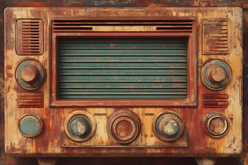 Fototapeta premium Retro Radio with a Worn-Out Appearance and a Worn-Down Texture