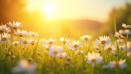 Golden hour daisies field sunset peace joy © NeoDesign Hub