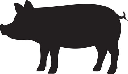 Fototapeta premium Black silhouette of a pig isolated on a white background