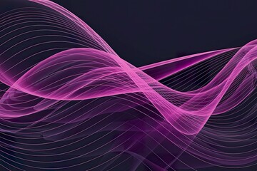 A vibrant and dynamic abstract design with flowing, translucent lines in shades of pink and purple
