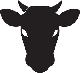 Fototapeta premium Cute cartoon vector illustration of a cow head with horns isolated on a white background