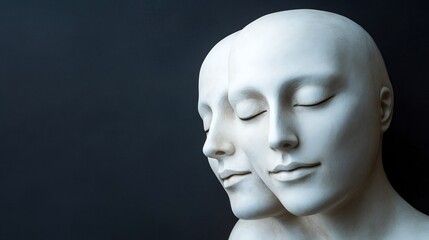 Two faces merging into one symbolizing empathy shared human experiences