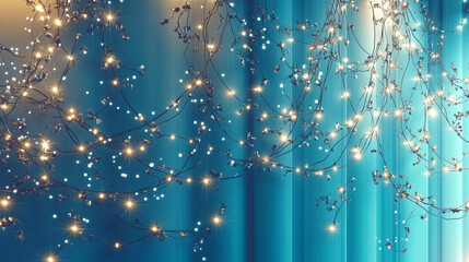 Blue Fairy Lights with Bokeh Background