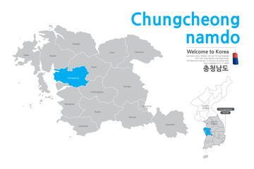 5. Chungcheongnam-do, map of Chungcheongnam-do, map of Korea, Korea, city, map,
