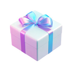 Obraz premium Iridescent Gift Box 3D Render of Pastel Present with Bow