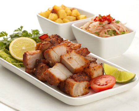 Fried Chicken with Vegetables Chicharron Picadera 