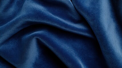 Fototapeta premium Close-Up of Deep Blue Fabric with Soft Folds and Subtle Texture