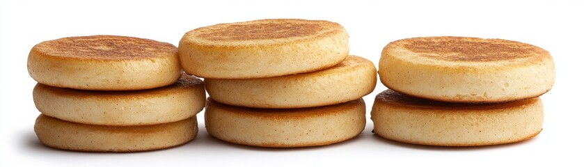Freshly Baked Round English Muffins Stacked for Breakfast Delight