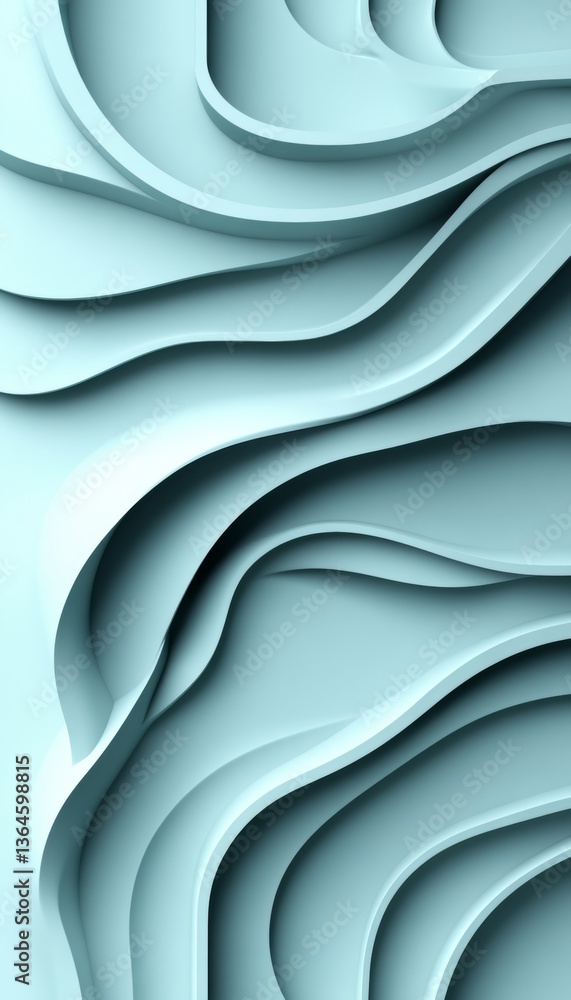 Poster abstract 3d seamless wave pattern background, teal gradient, minimalist design for text