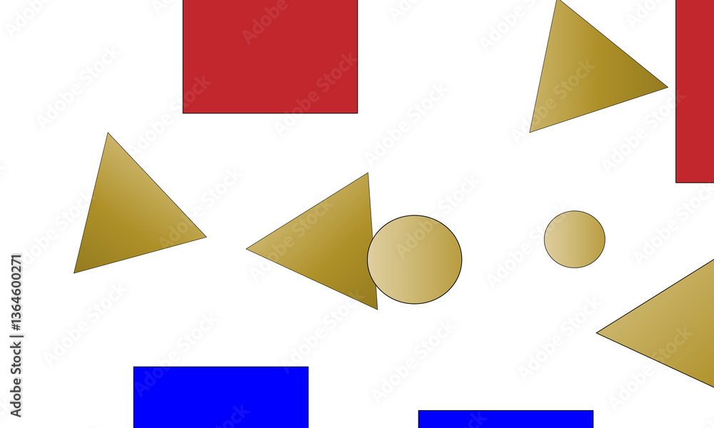 Poster abstract geometric shapes including triangles and circles arranged in an artistic pattern on a trans