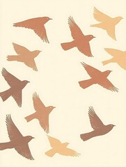 Birds in Flight with Warm Tones.