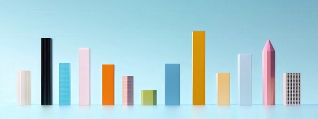 A bar chart made of skyscrapers representing market fluctuations