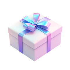 Fototapeta premium Iridescent Gift Box with Pastel Bow 3D Render, Festive Design